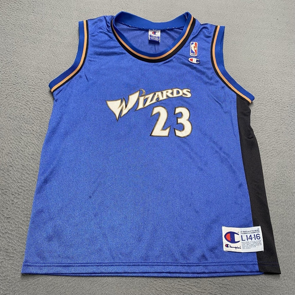 Vintage Washington Wizards Jersey Boys Large Blue NBA Michael Jordan 23 Champion